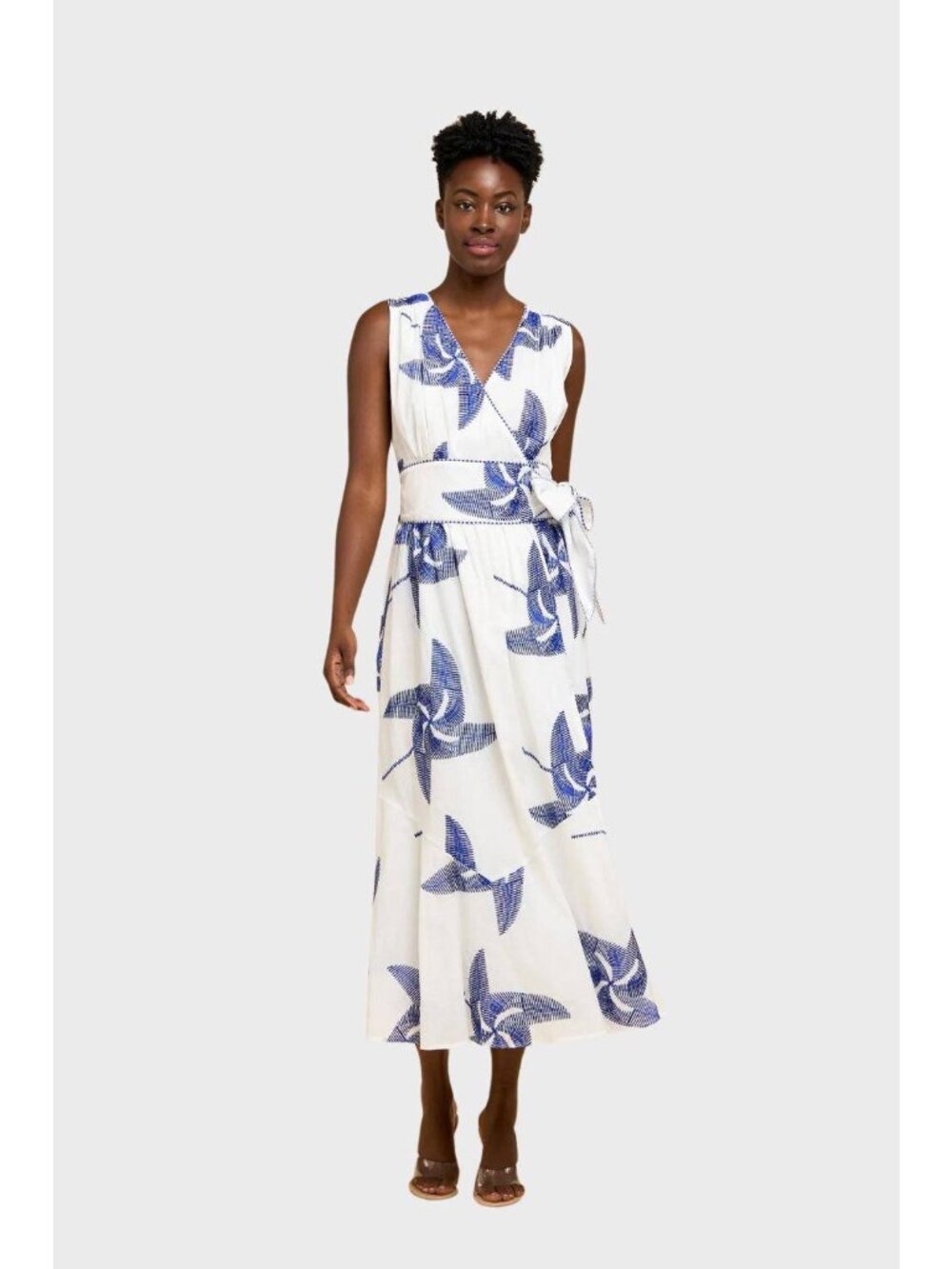 NWT CIEBON Kaiden Embroidered Tie Belt Maxi Wrap Dress Size Small - Picture 2 of 11